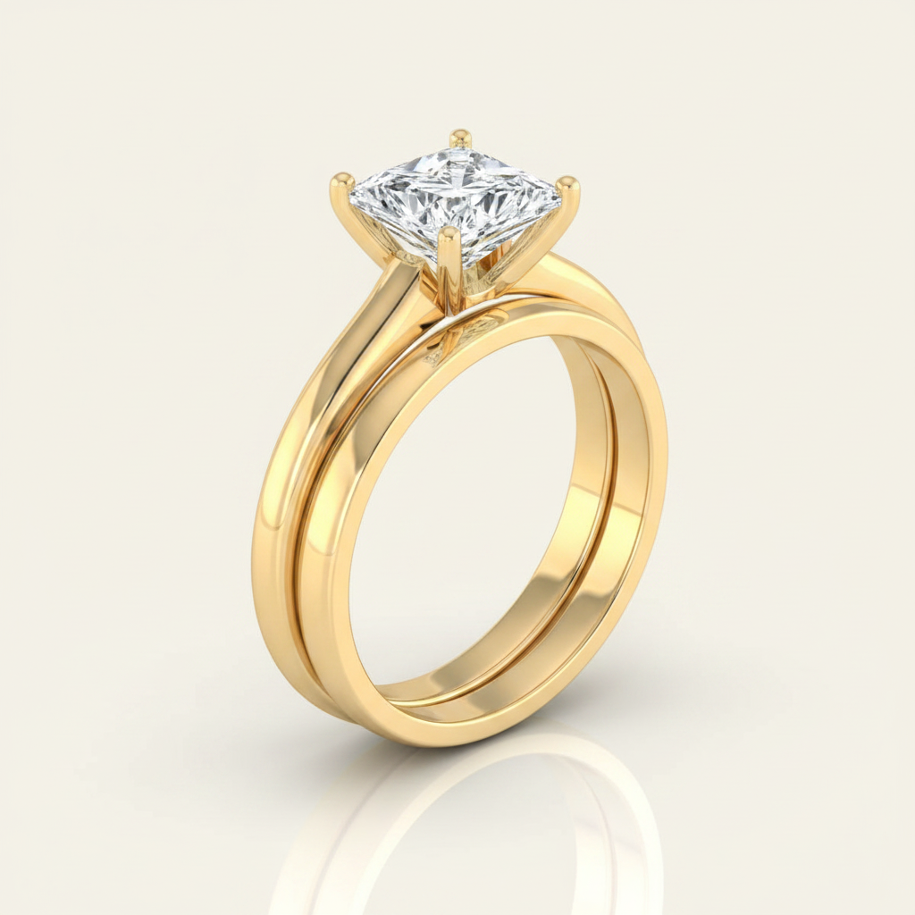 The Gladys Matching Wedding Band, Princess in 18K Yellow Gold | RockHer