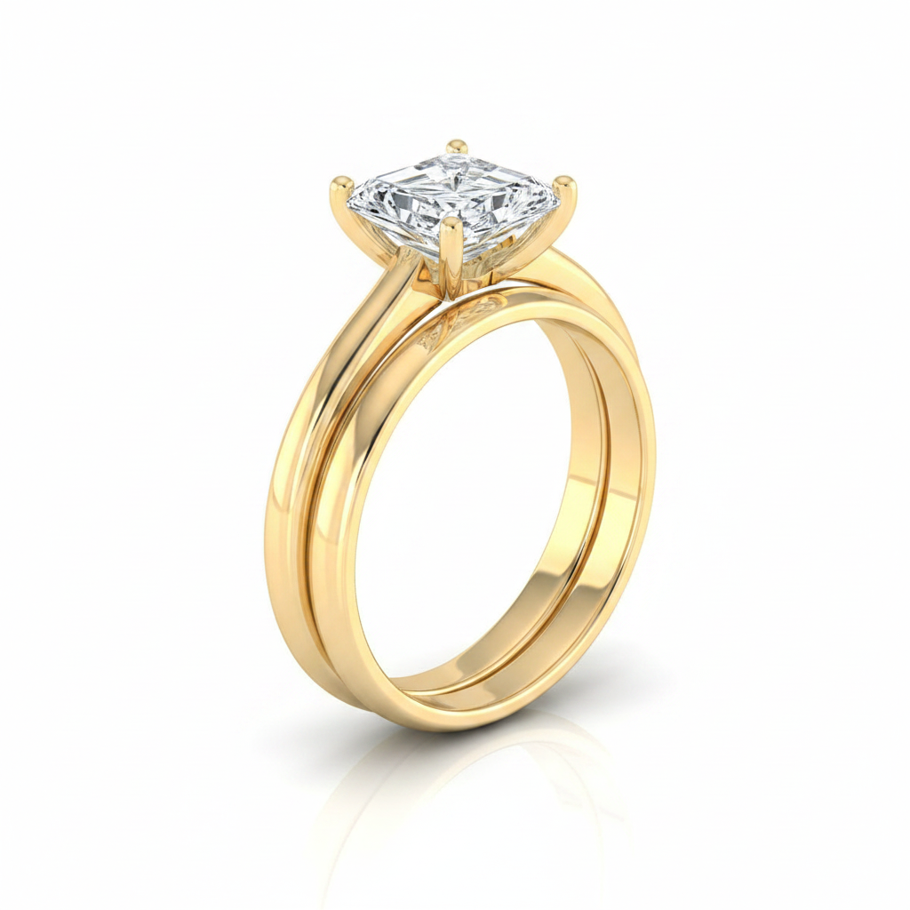 The Gladys Matching Wedding Band, Radiant in 18K Yellow Gold | RockHer