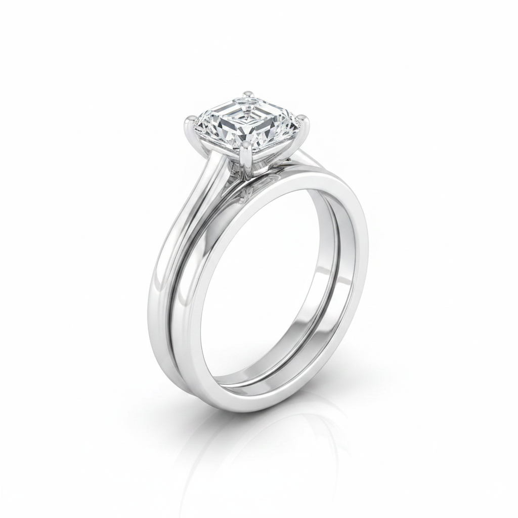 The Gladys Matching Wedding Band, Asscher in Platinum | RockHer