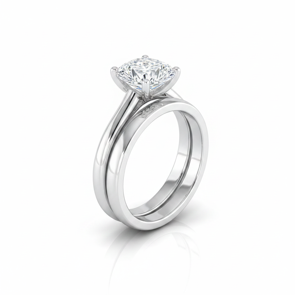 The Gladys Matching Wedding Band, Cushion in Platinum | RockHer