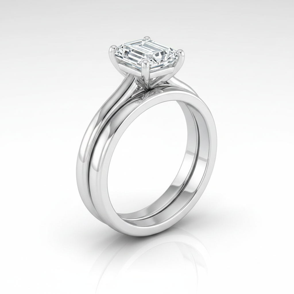 The Gladys Matching Wedding Band, Emerald in Platinum | RockHer