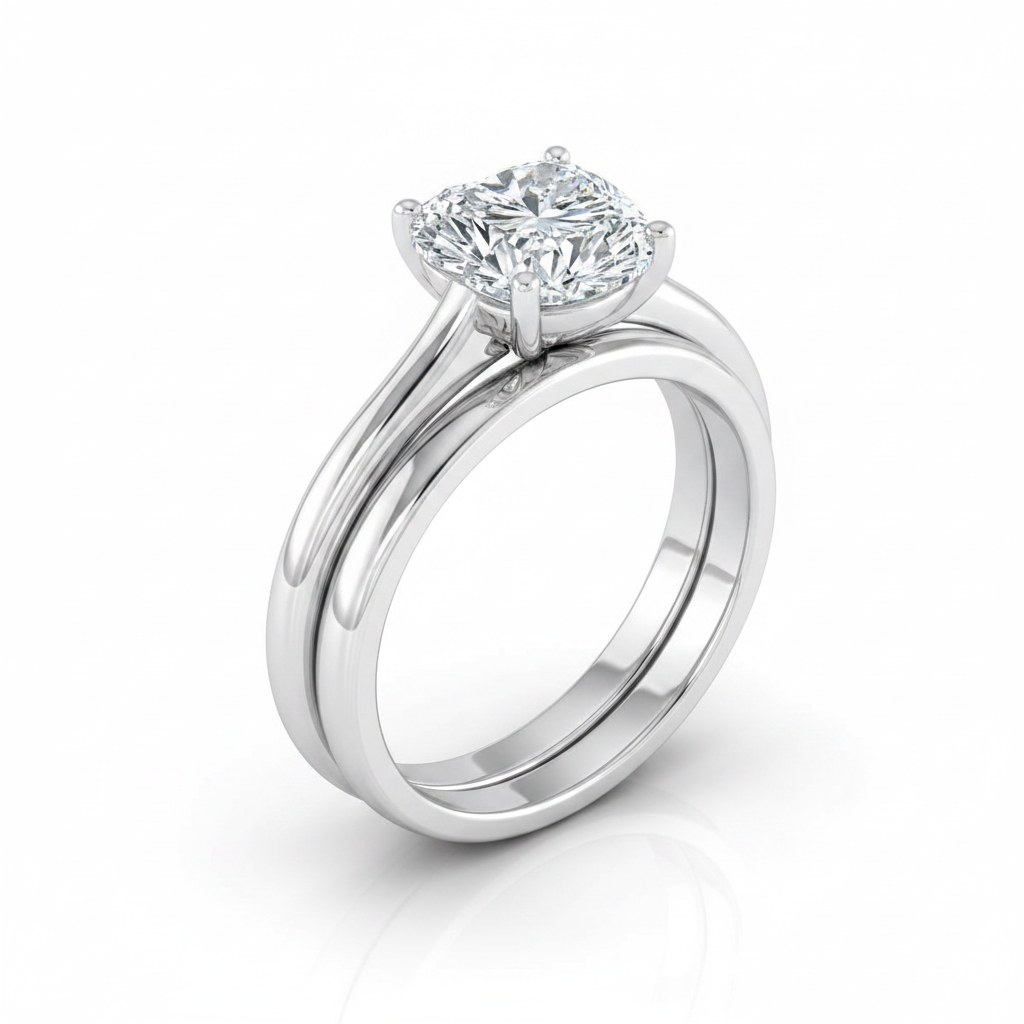 The Gladys Matching Wedding Band, Heart in Platinum | RockHer