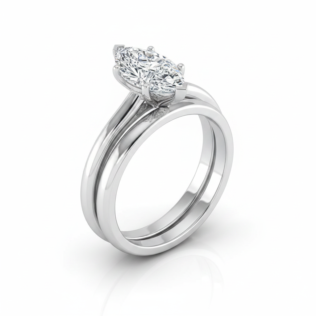 The Gladys Matching Wedding Band, Marquise in Platinum | RockHer