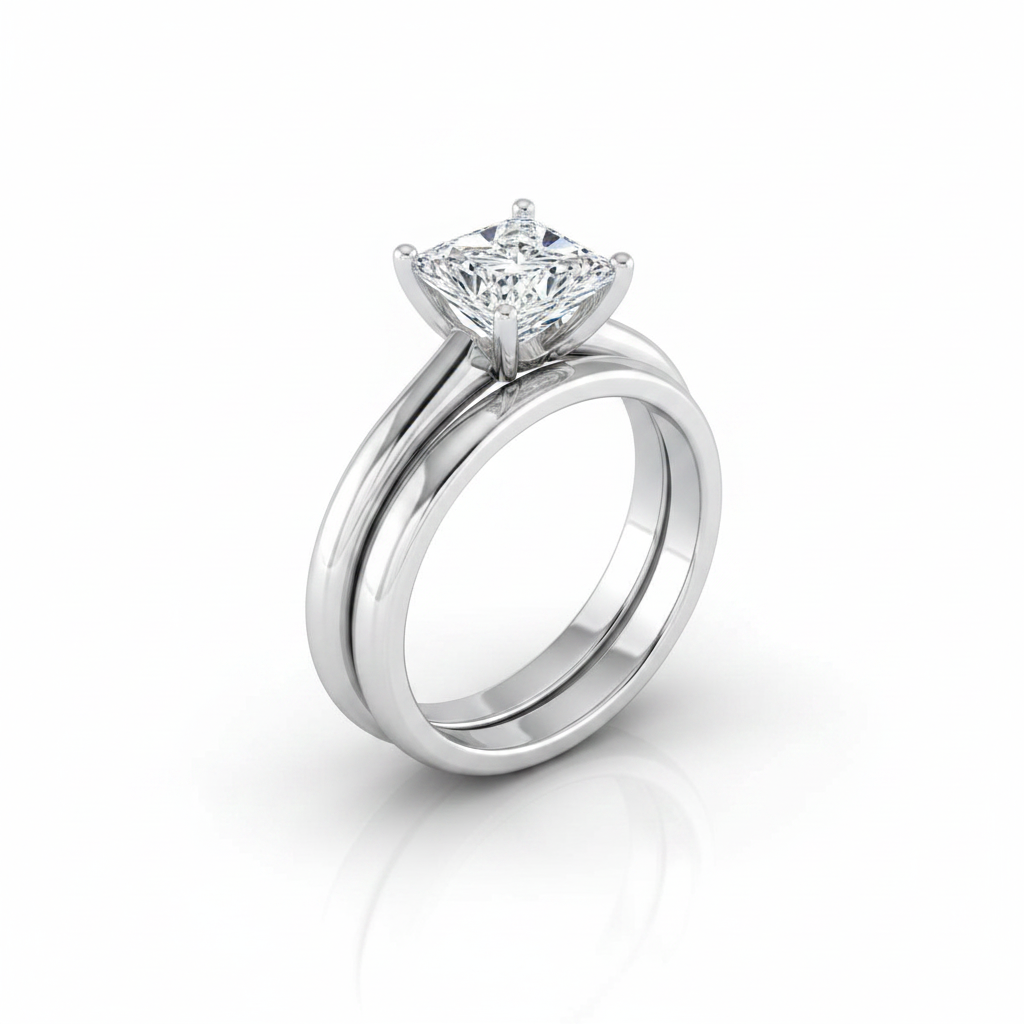 The Gladys Matching Wedding Band, Princess in Platinum | RockHer