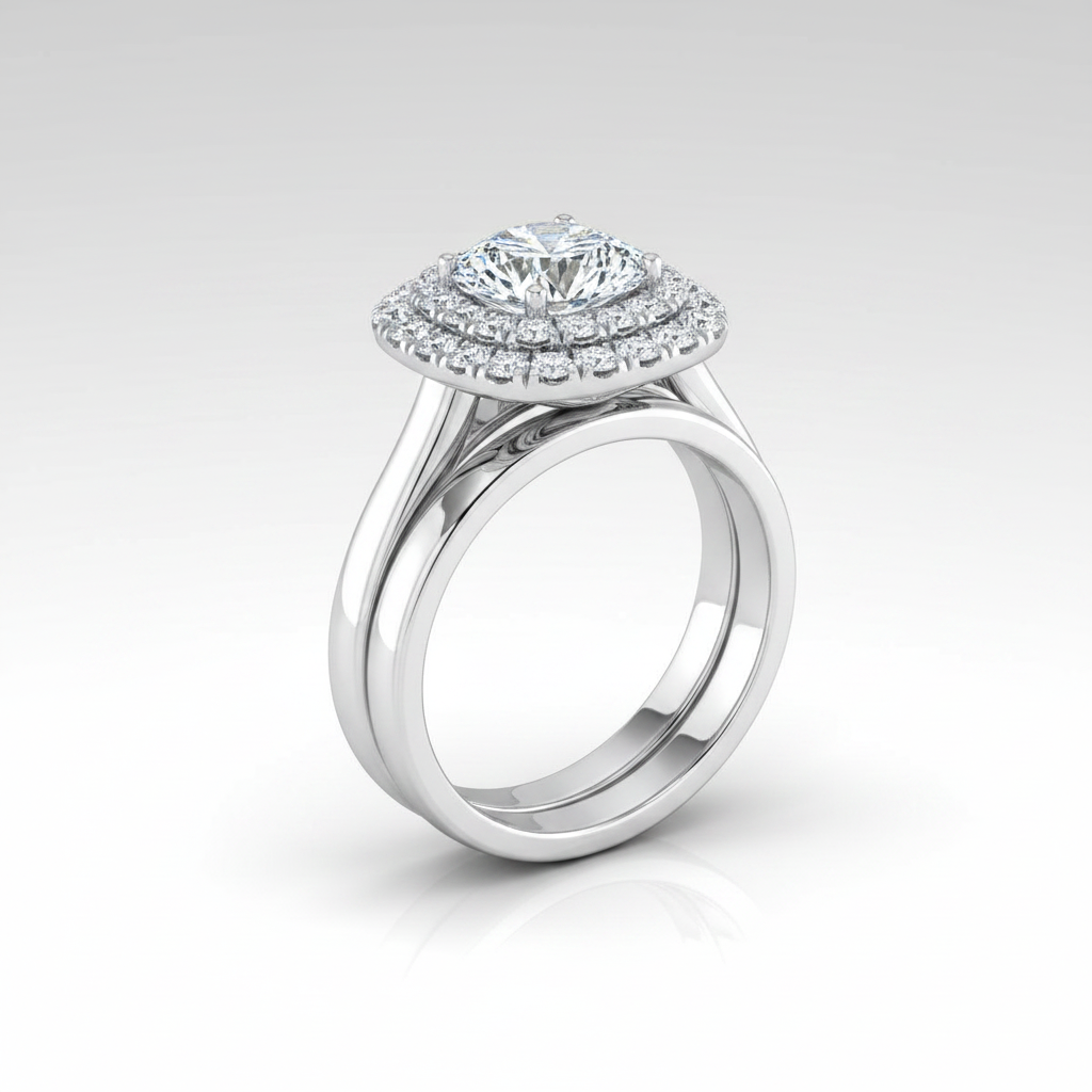 The Goldy Matching Wedding Band, Round in 18K White Gold