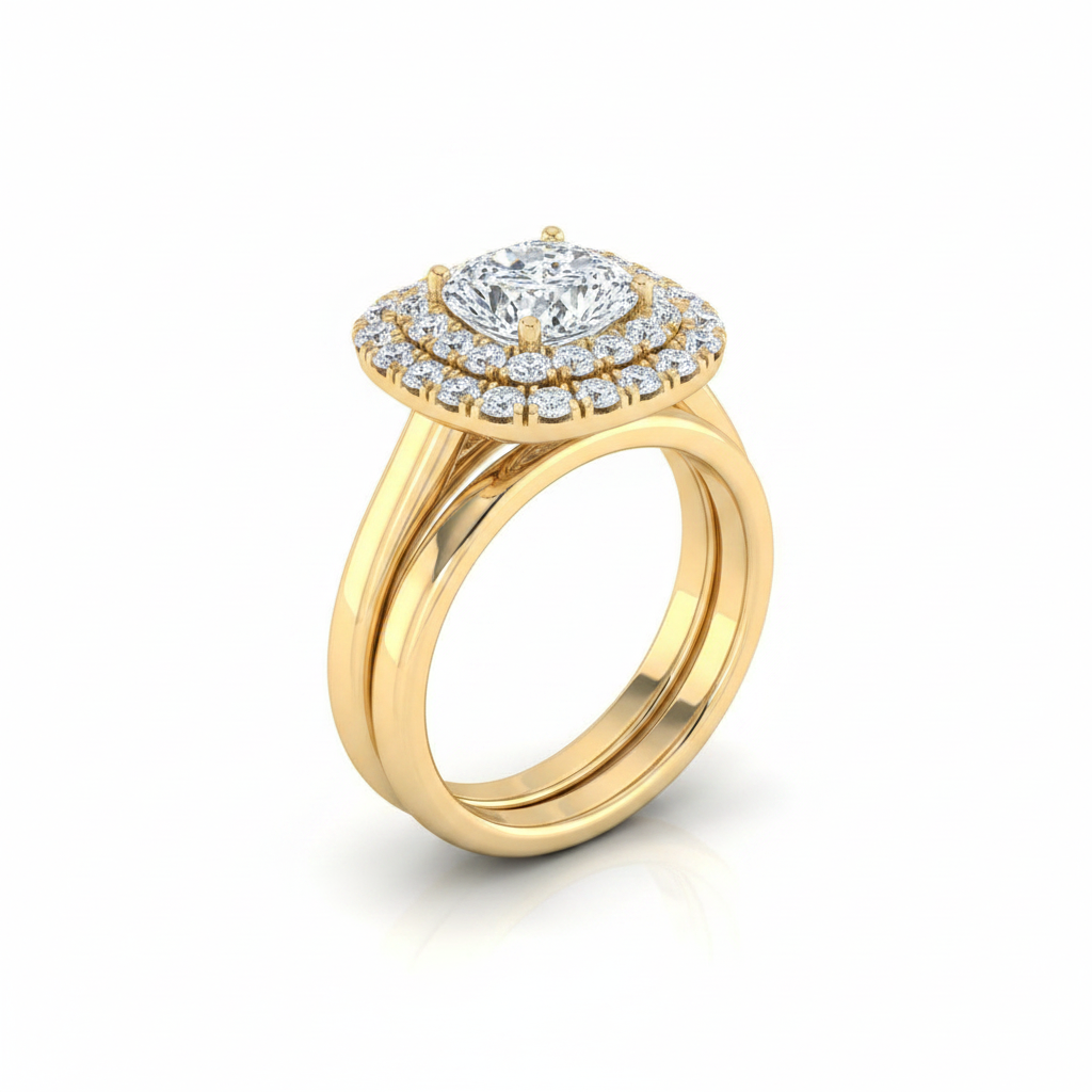 The Goldy Matching Wedding Band, Cushion in 18K Yellow Gold