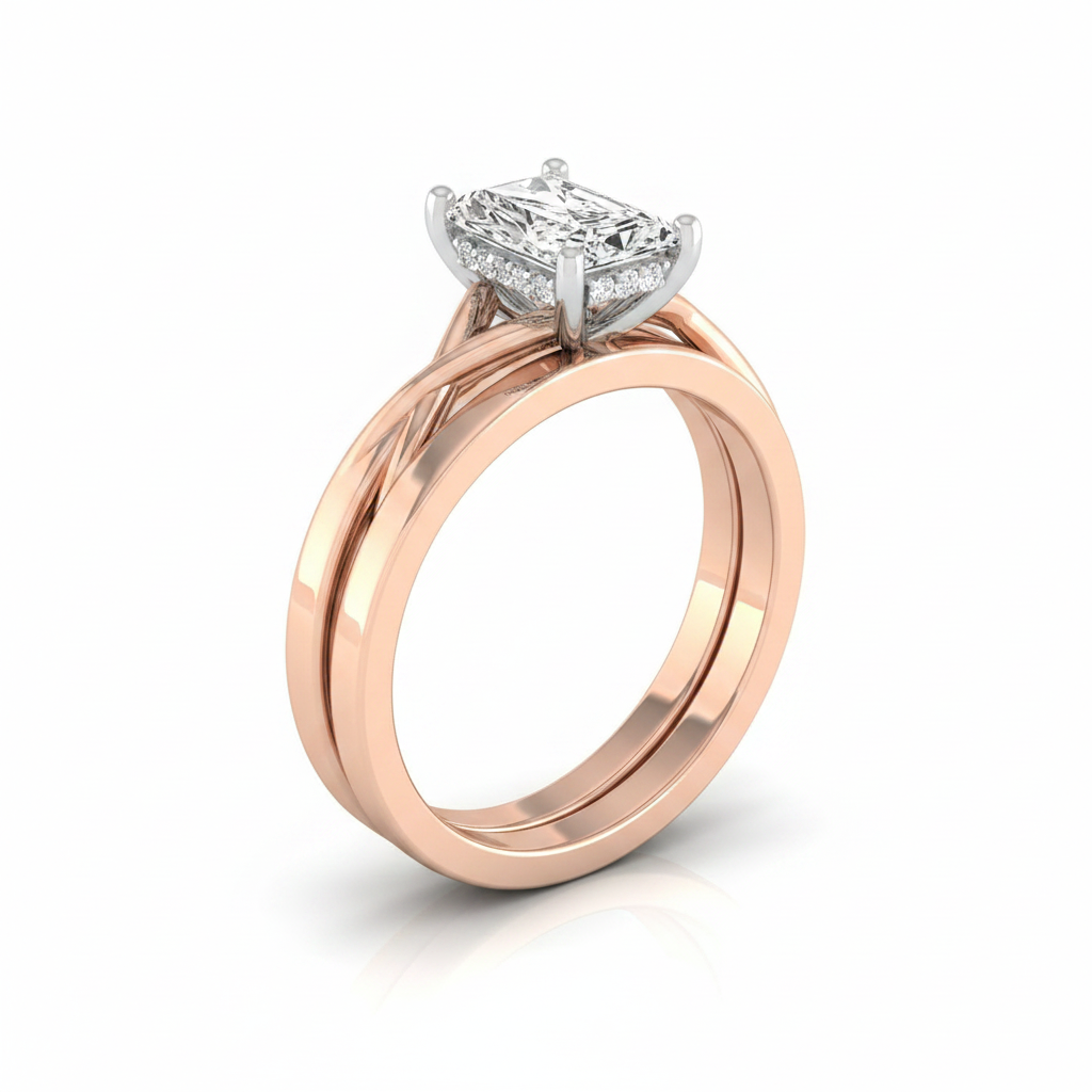 The Grace Matching Wedding Band, Radiant in 14K Rose Gold