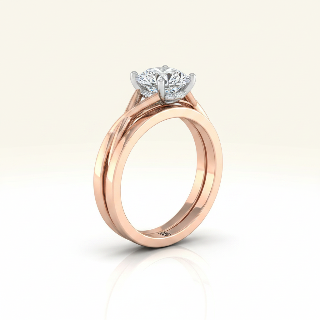 The Grace Matching Wedding Band, Round in 14K Rose Gold
