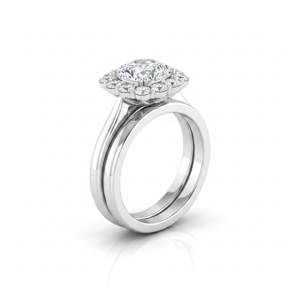 The Guthrie Matching Wedding Band, Cushion in 18K White Gold
