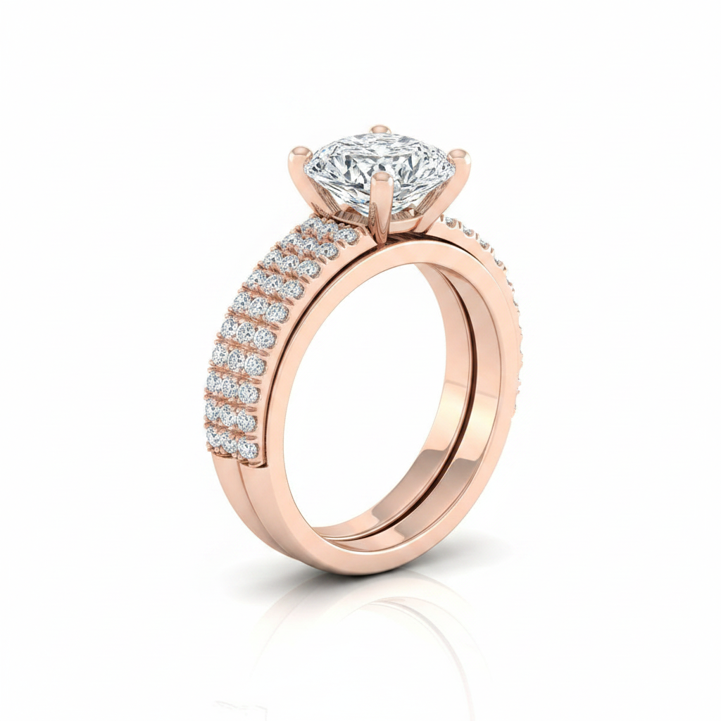 The Gwen Matching Wedding Band, Cushion in 14K Rose Gold