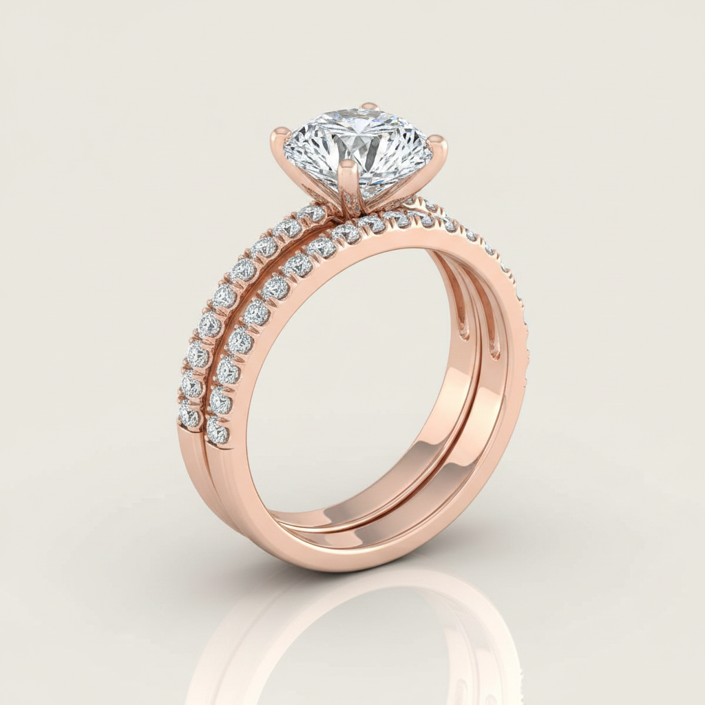 The Gwen Matching Wedding Band, Round in 14K Rose Gold