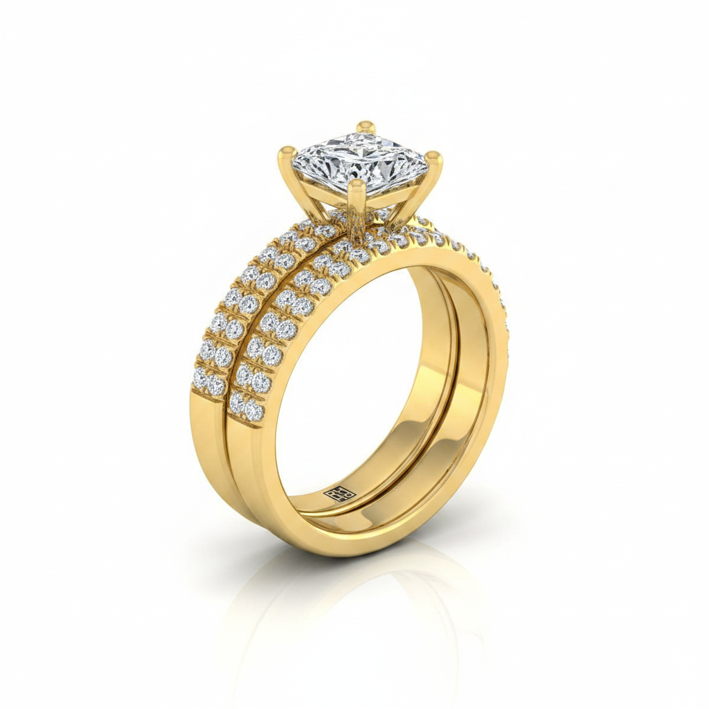 The Gwen Matching Wedding Band, Princess in 18K Yellow Gold