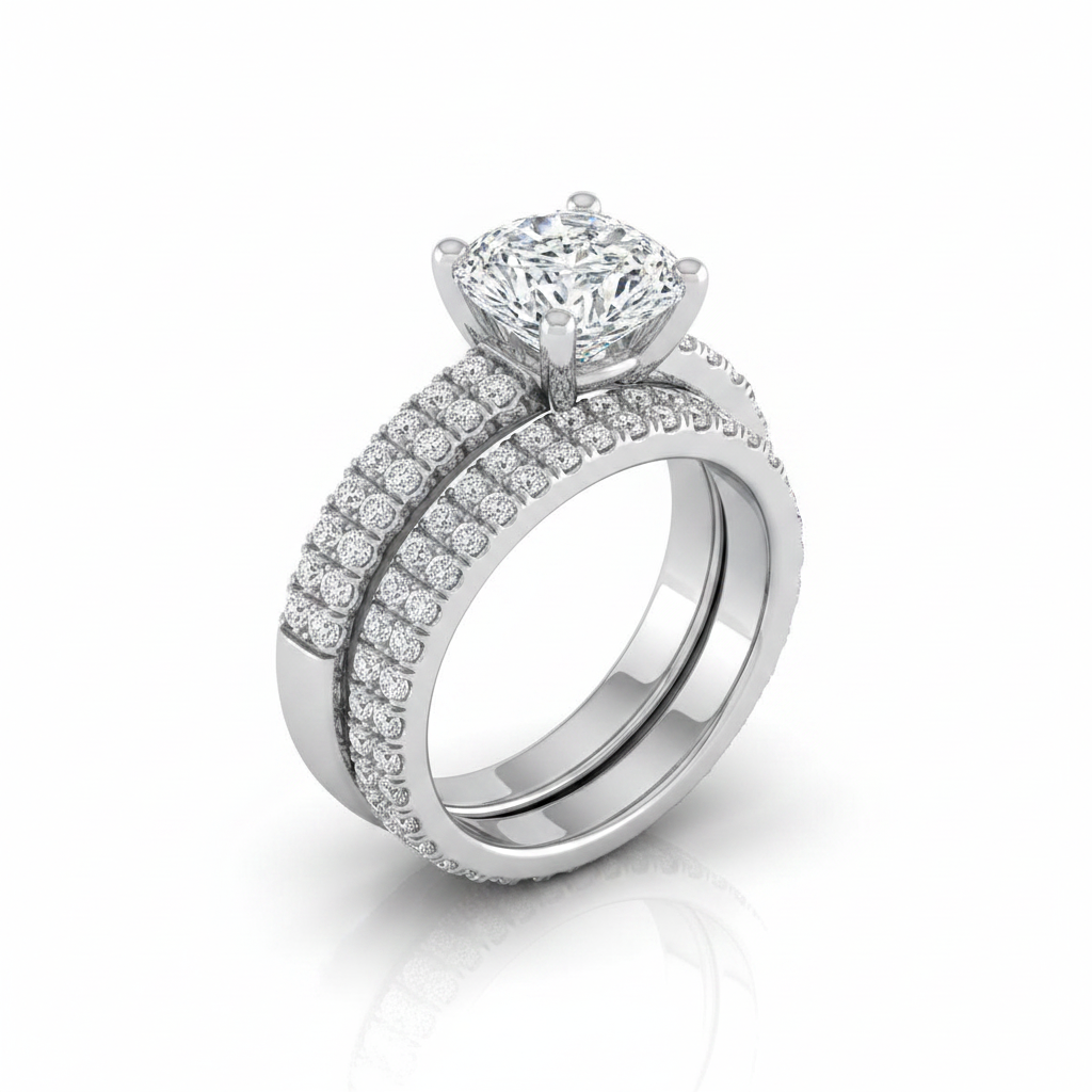 The Gwen Matching Wedding Band, Cushion in Platinum