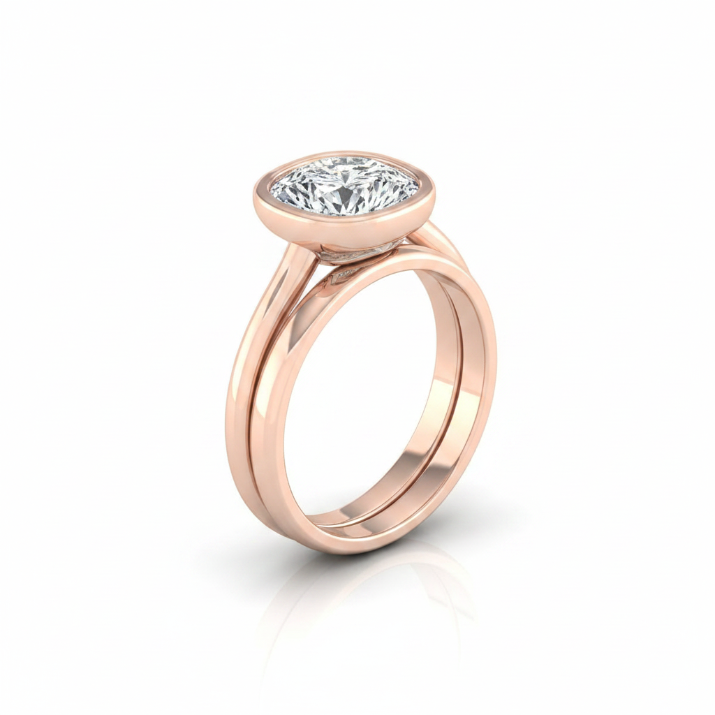 The Hayley Matching Wedding Band, Cushion in 14K Rose Gold | RockHer