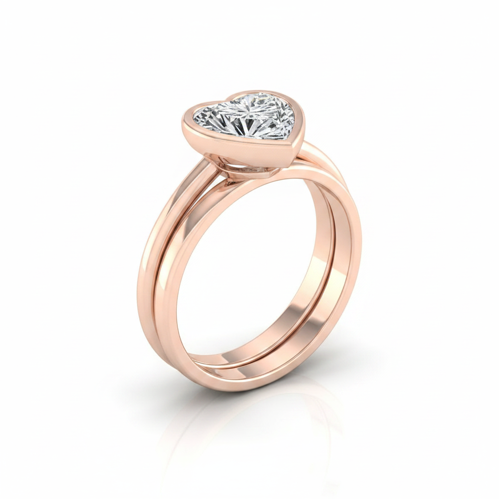 The Hayley Matching Wedding Band, Heart in 14K Rose Gold | RockHer