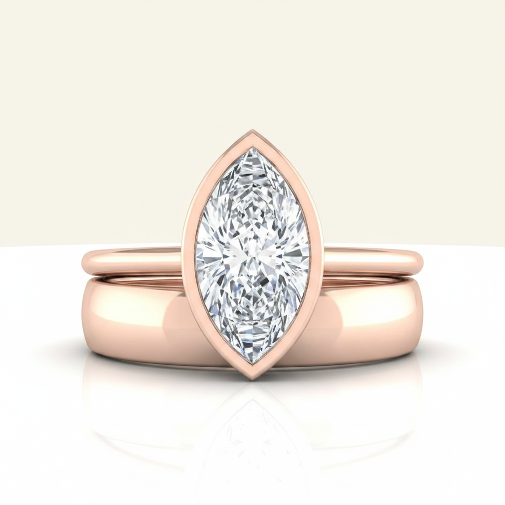 The Hayley Matching Wedding Band, Marquise in 14K Rose Gold | RockHer