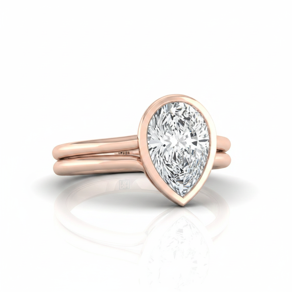 The Hayley Matching Wedding Band, Pear in 14K Rose Gold | RockHer