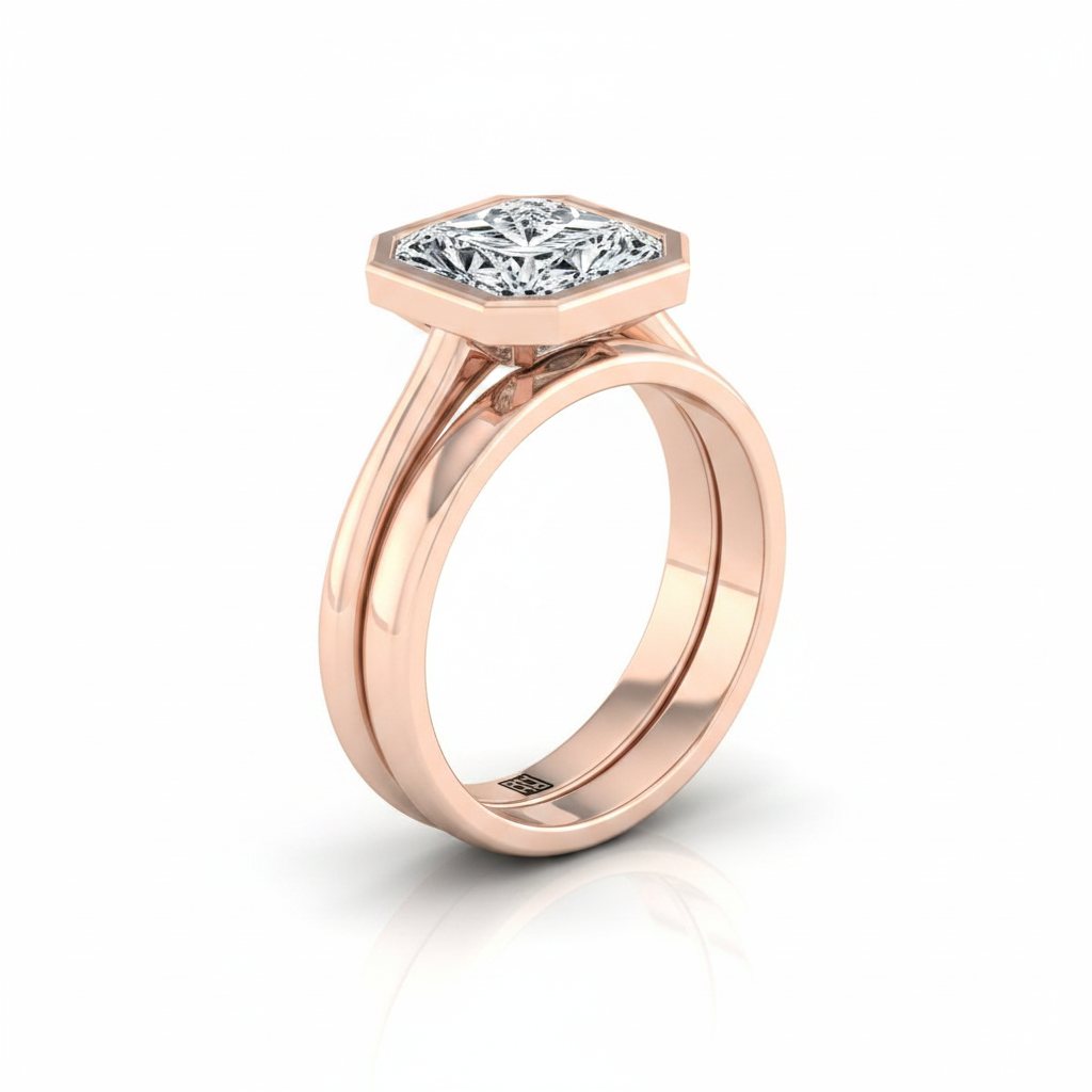 The Hayley Matching Wedding Band, Radiant in 14K Rose Gold | RockHer