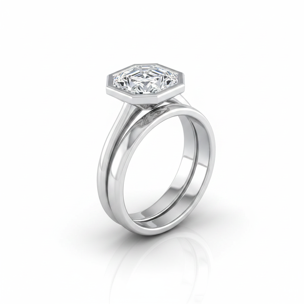The Hayley Matching Wedding Band, Asscher in 18K White Gold | RockHer