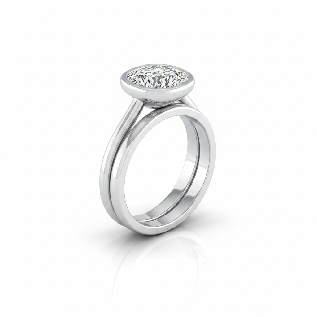 The Hayley Matching Wedding Band, Cushion in 18K White Gold | RockHer
