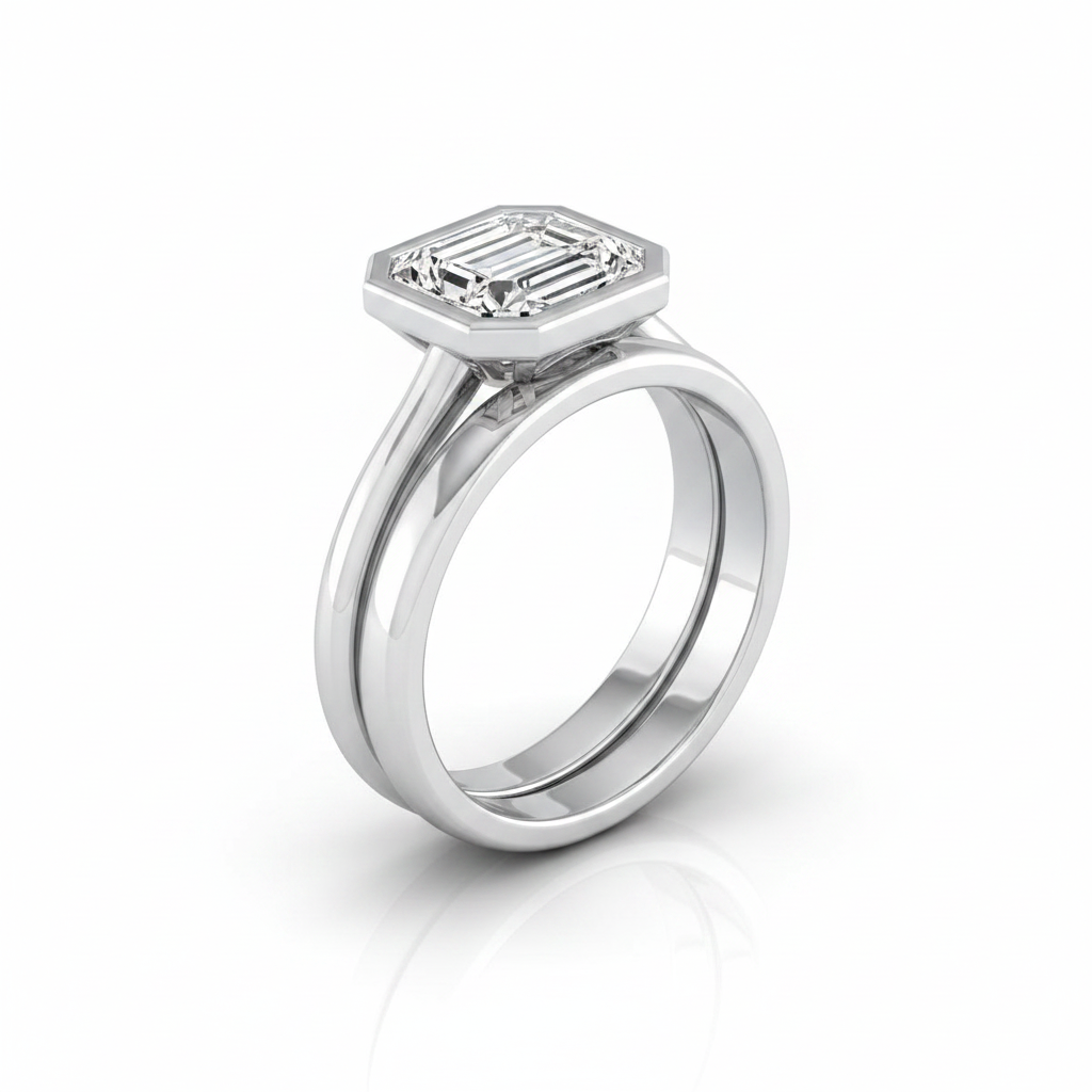 The Hayley Matching Wedding Band, Emerald in 18K White Gold | RockHer