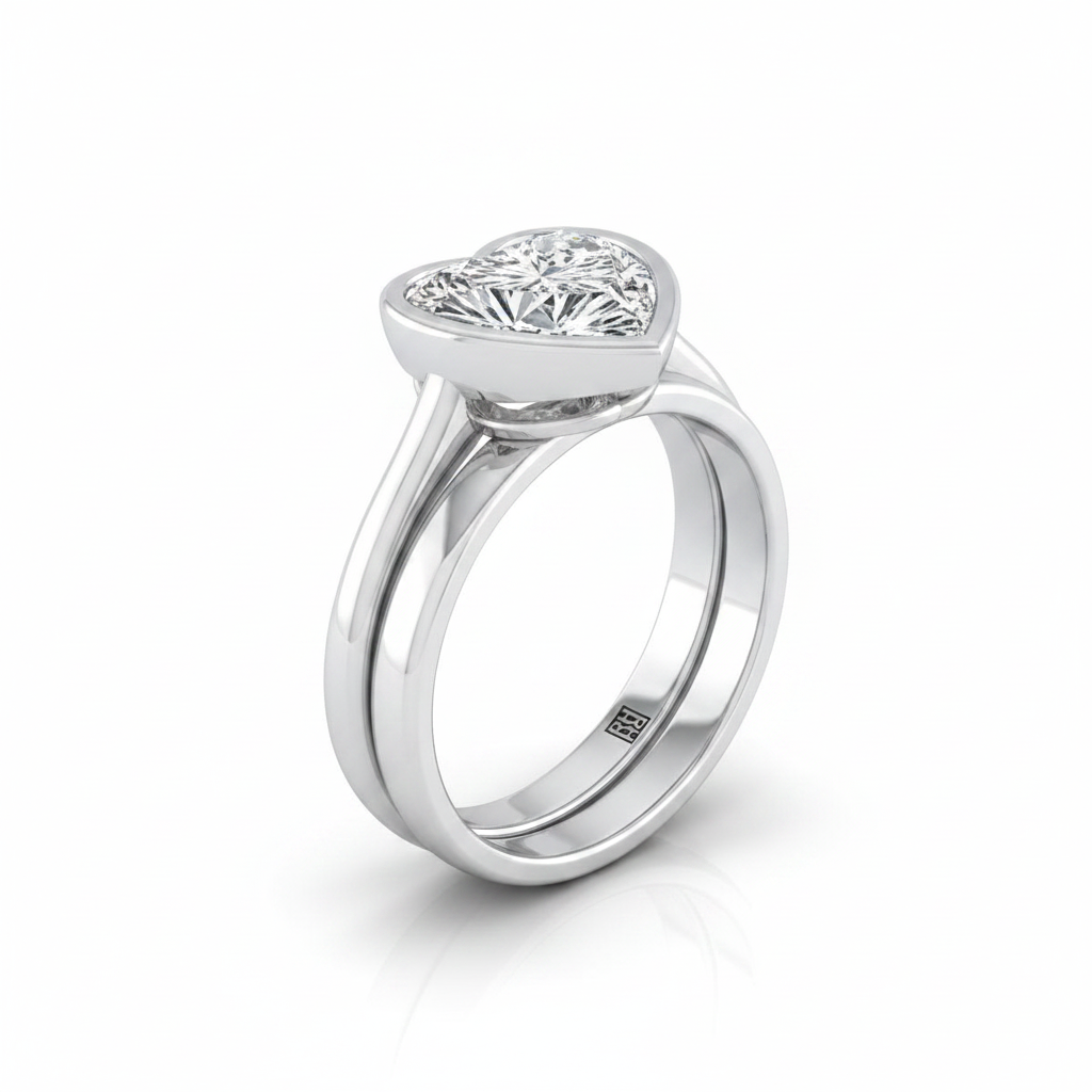The Hayley Matching Wedding Band, Heart in 18K White Gold | RockHer