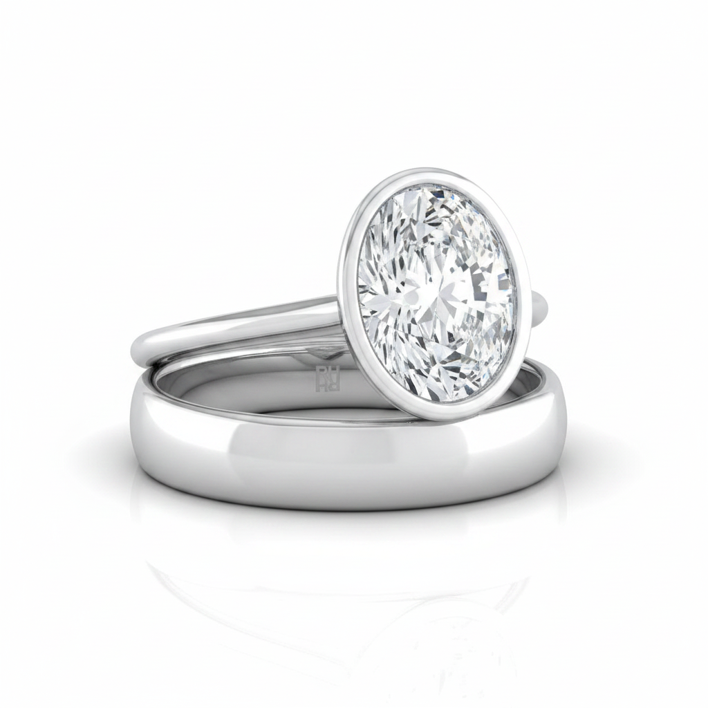 The Hayley Matching Wedding Band, Oval in 18K White Gold | RockHer