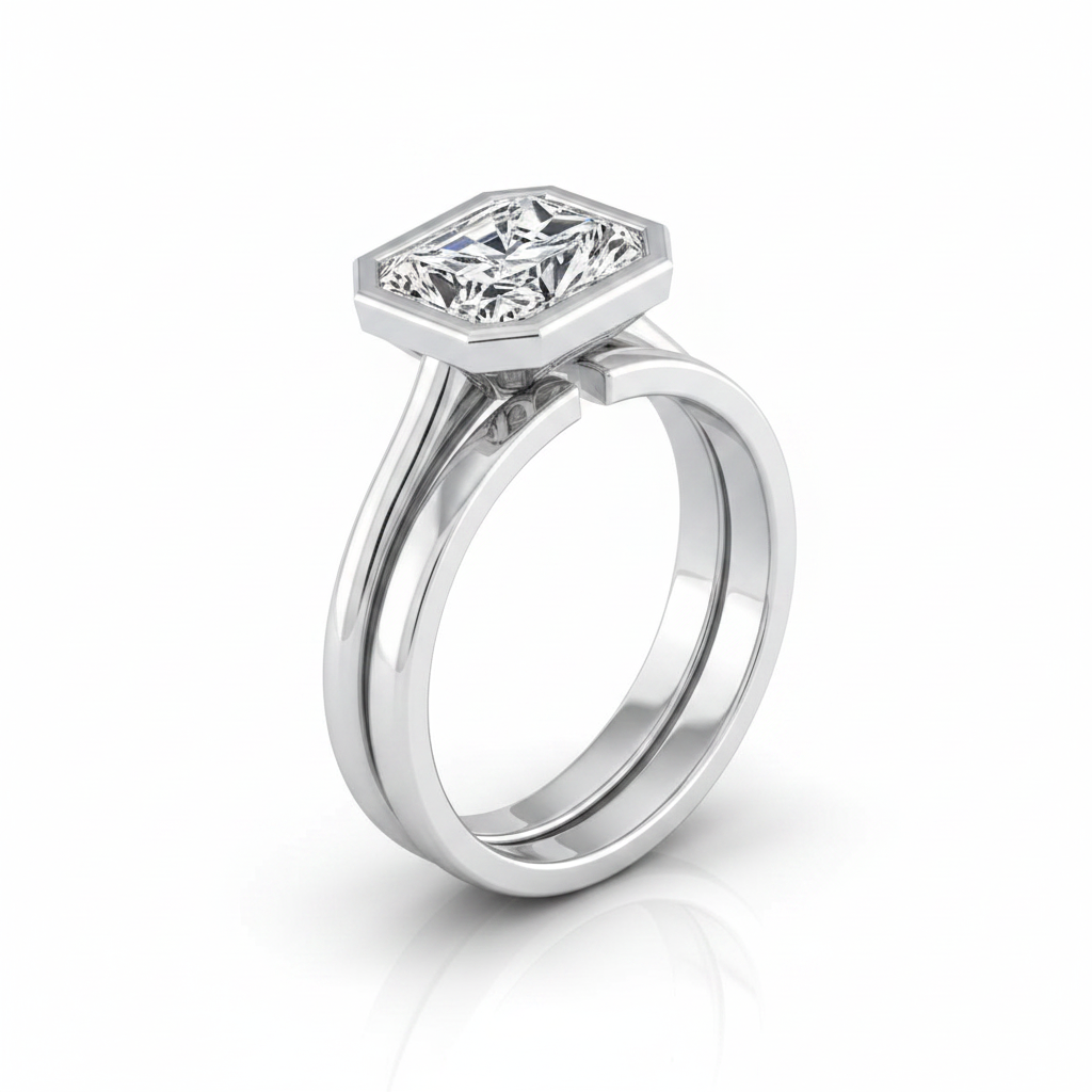 The Hayley Matching Wedding Band, Radiant in 18K White Gold | RockHer