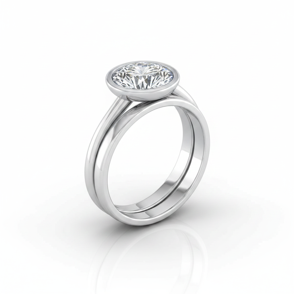 The Hayley Matching Wedding Band, Round in 18K White Gold | RockHer