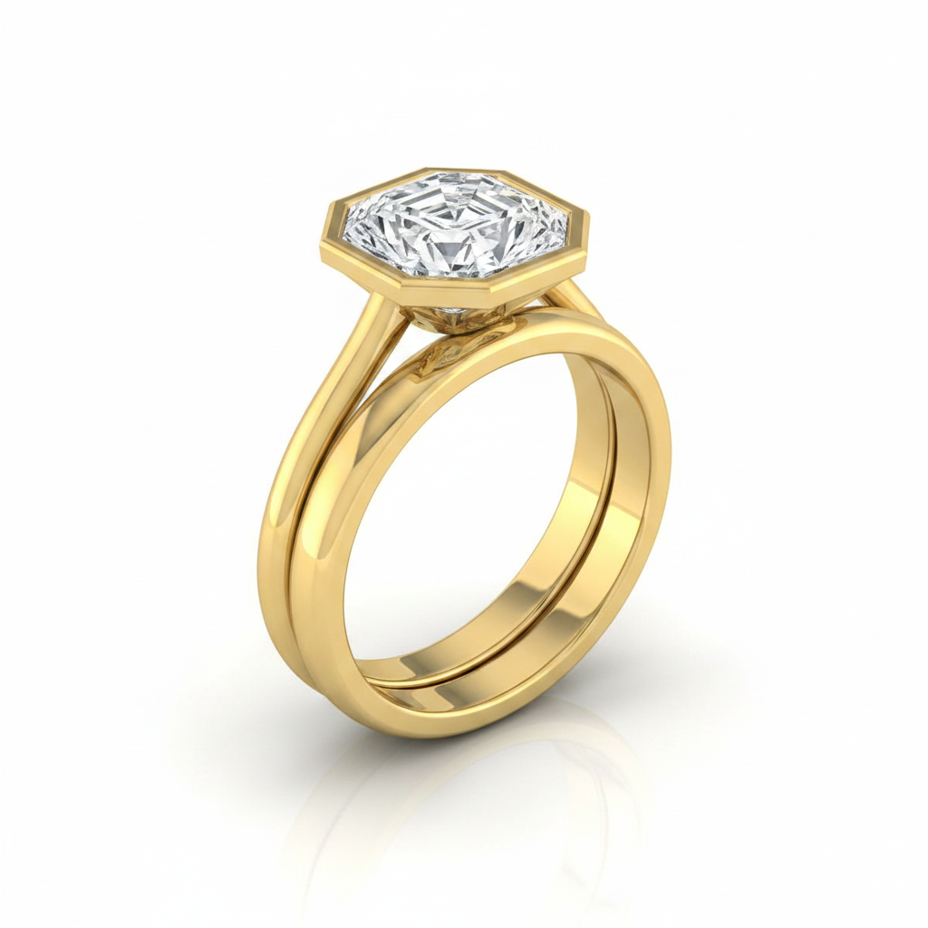 The Hayley Matching Wedding Band, Asscher in 18K Yellow Gold | RockHer