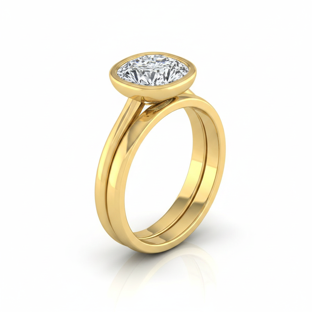 The Hayley Matching Wedding Band, Cushion in 18K Yellow Gold | RockHer