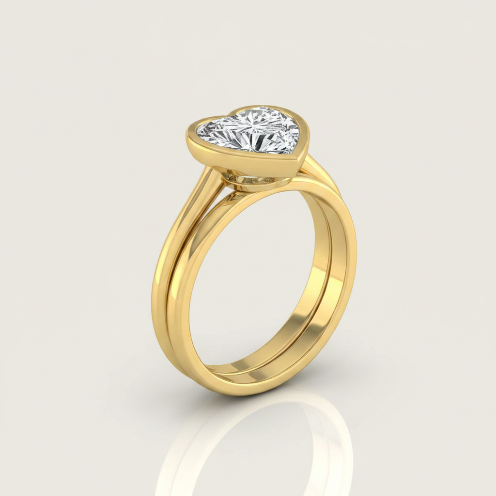 The Hayley Matching Wedding Band, Heart in 18K Yellow Gold | RockHer