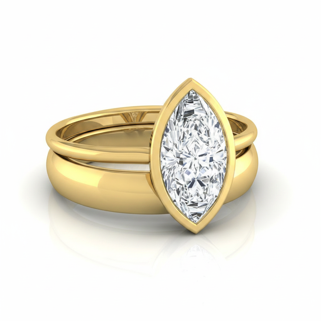 The Hayley Matching Wedding Band, Marquise in 18K Yellow Gold | RockHer