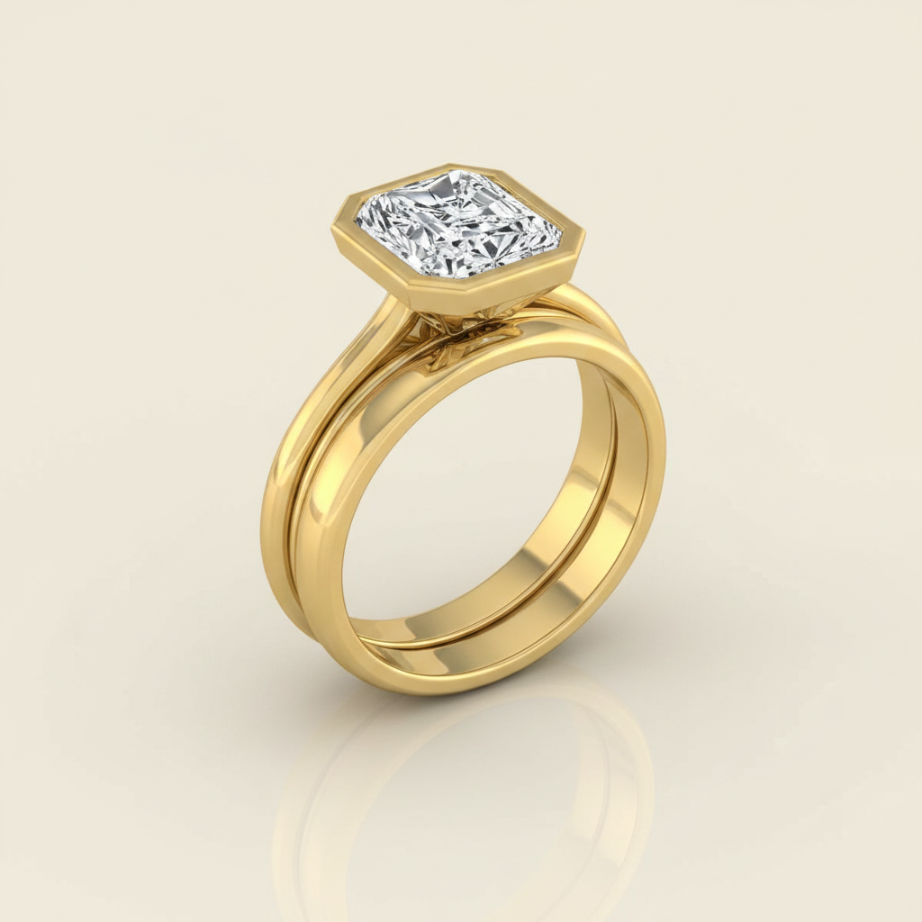 The Hayley Matching Wedding Band, Radiant in 18K Yellow Gold | RockHer