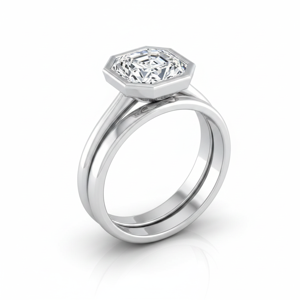 The Hayley Matching Wedding Band, Asscher in Platinum | RockHer