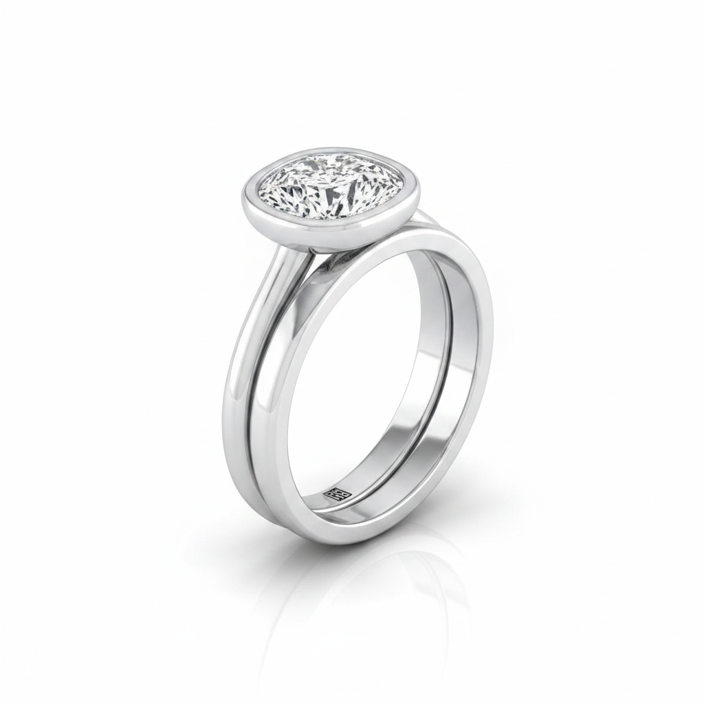 The Hayley Matching Wedding Band, Cushion in Platinum | RockHer