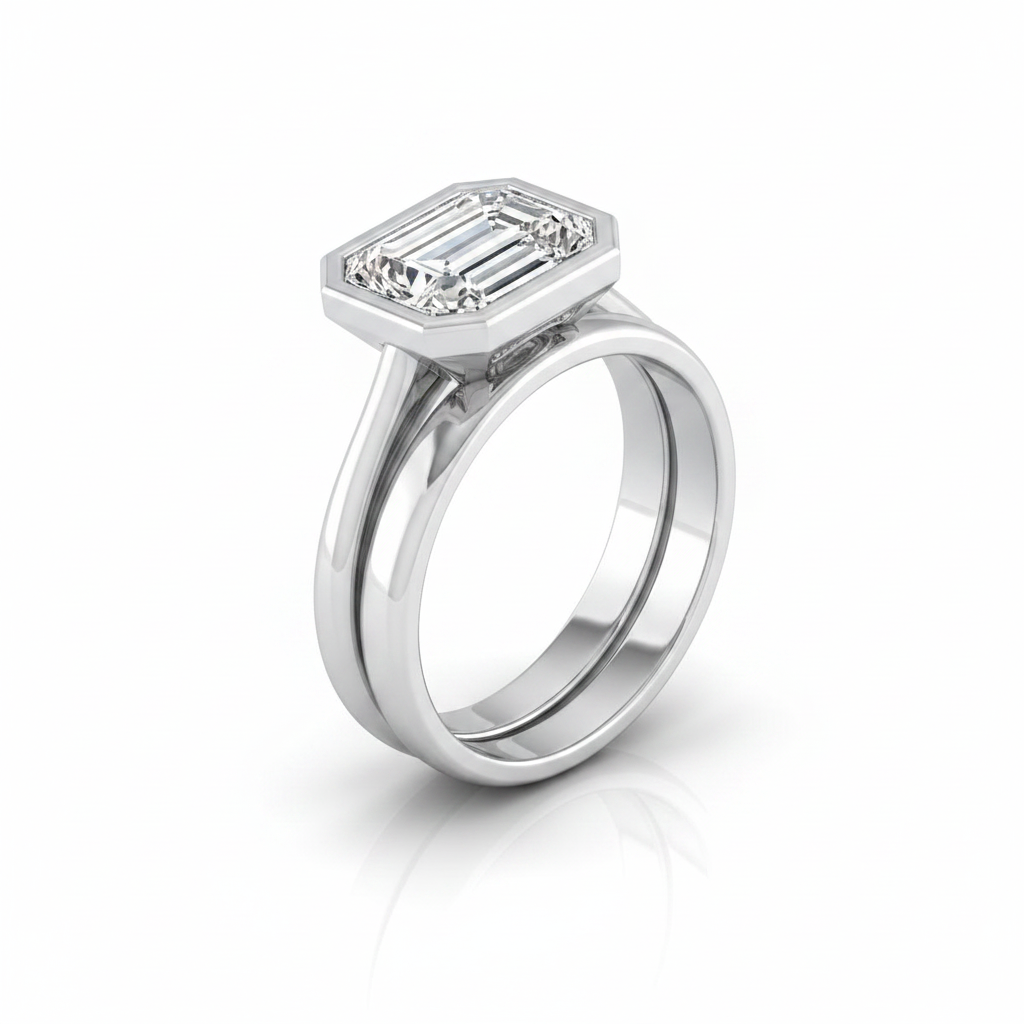 The Hayley Matching Wedding Band, Emerald in Platinum | RockHer