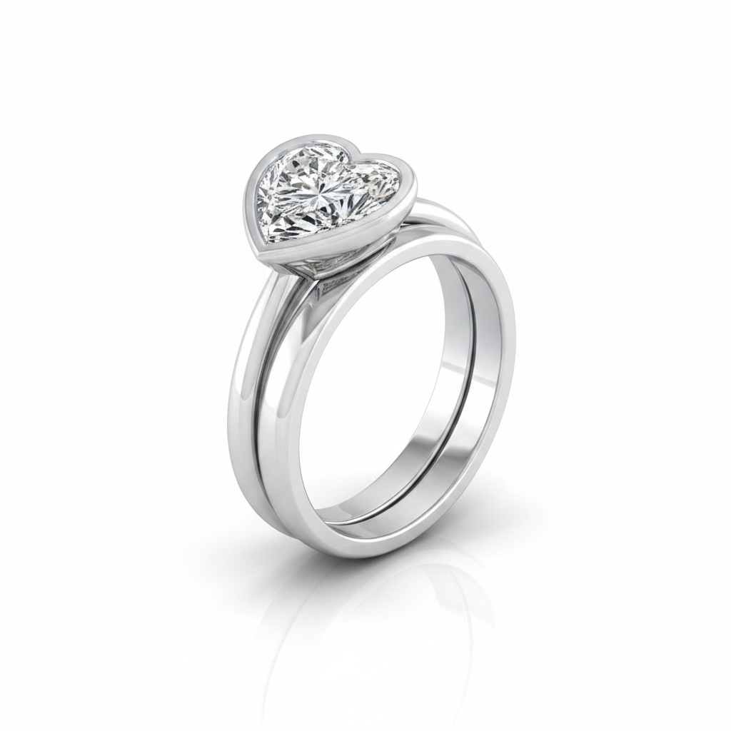 The Hayley Matching Wedding Band, Heart in Platinum | RockHer