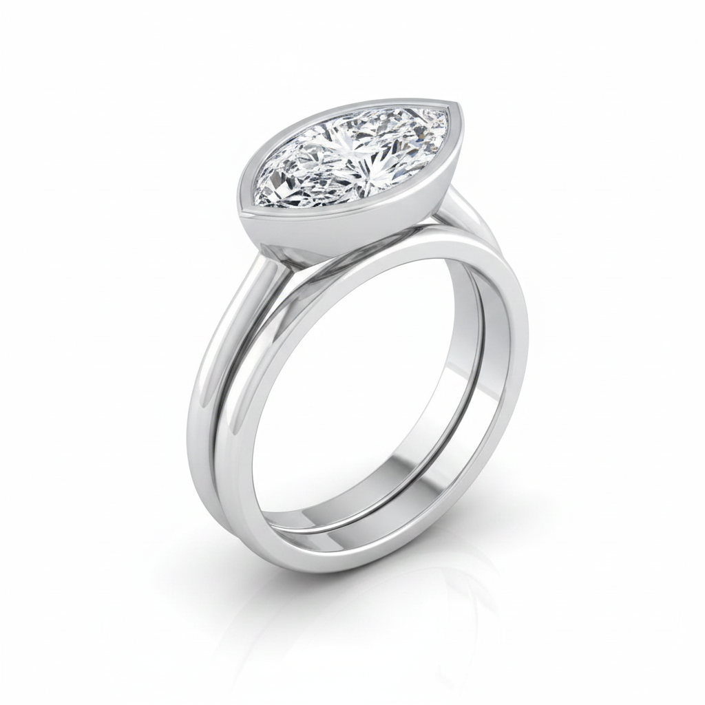 The Hayley Matching Wedding Band, Marquise in Platinum | RockHer