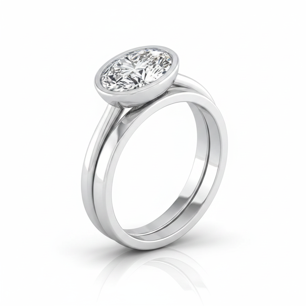 The Hayley Matching Wedding Band, Oval in Platinum | RockHer