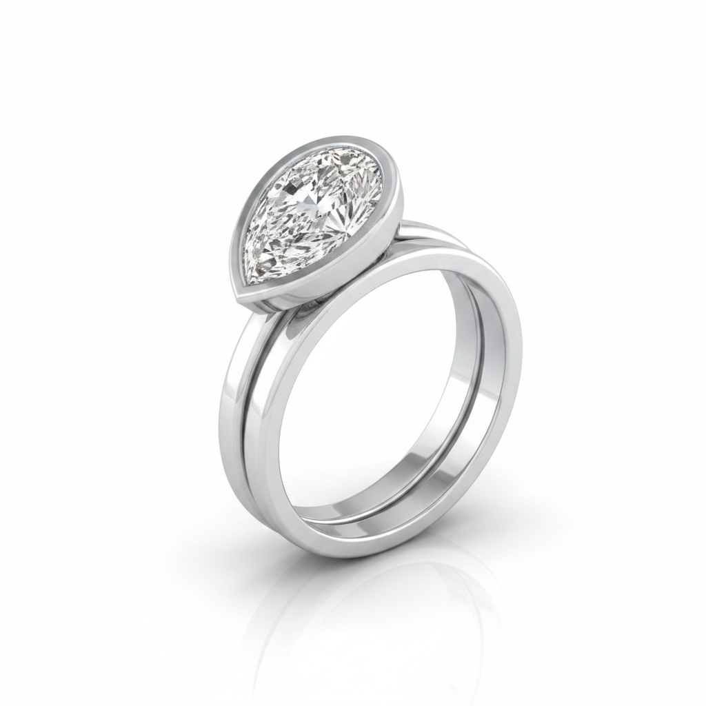 The Hayley Matching Wedding Band, Pear in Platinum | RockHer