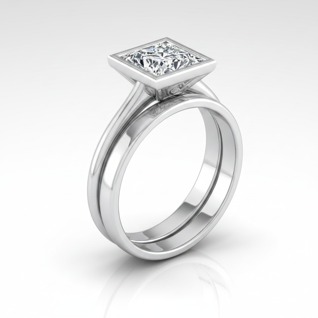 The Hayley Matching Wedding Band, Princess in Platinum | RockHer