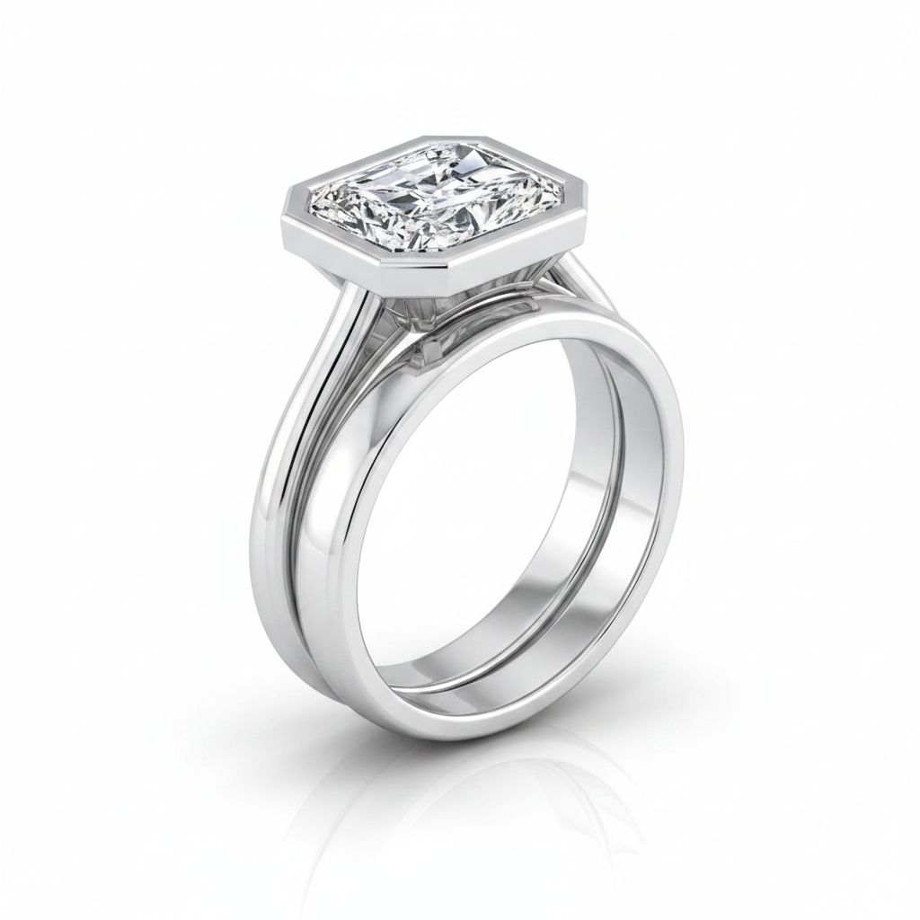 The Hayley Matching Wedding Band, Radiant in Platinum | RockHer