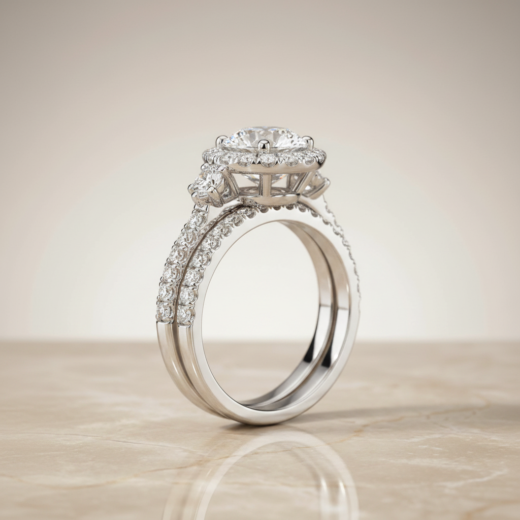 The Ivy Matching Wedding Band, Round in 18K White Gold