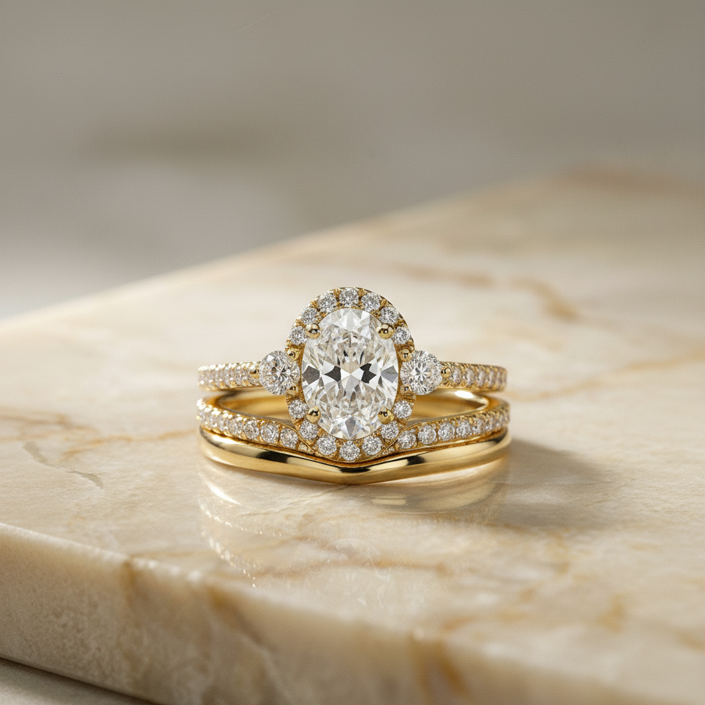 The Ivy Matching Wedding Band, Oval in 18K Yellow Gold