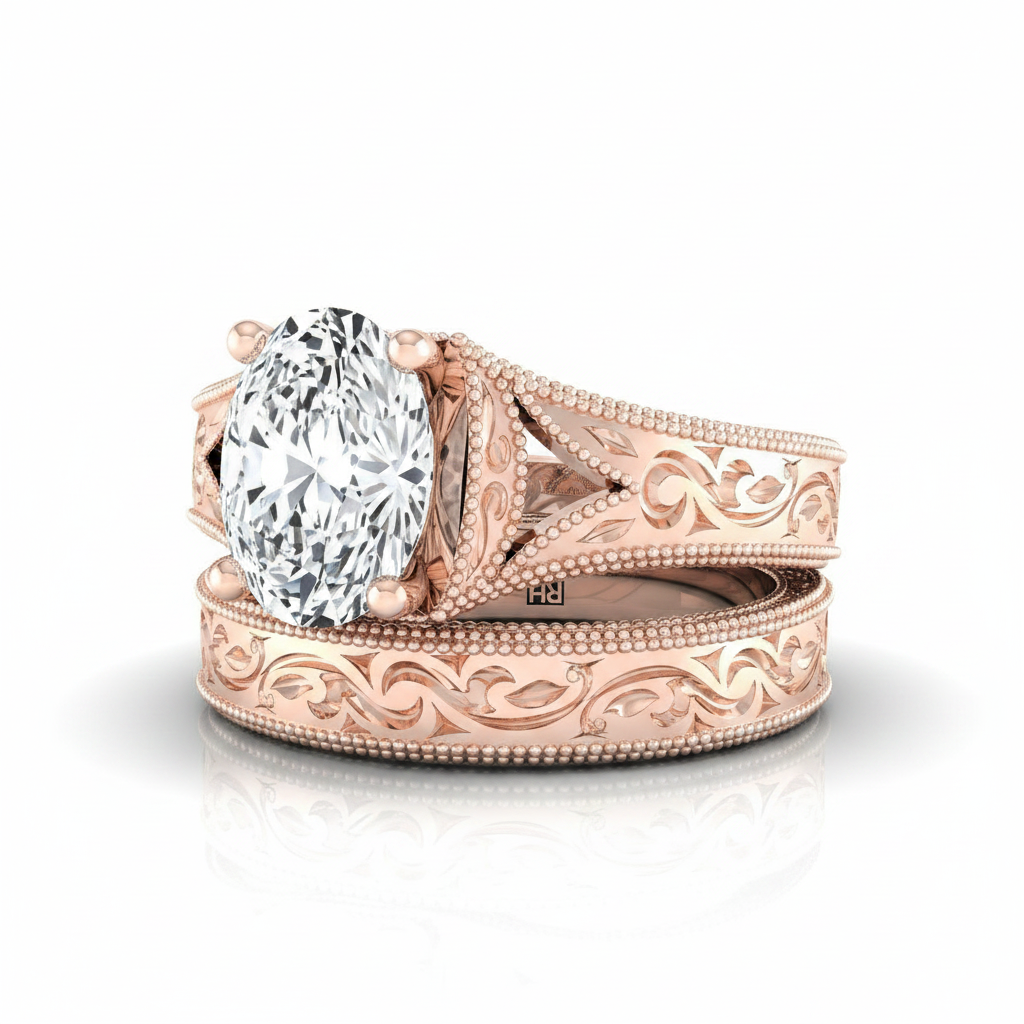 The Janis Matching Wedding Band, Oval in 14K Rose Gold | RockHer