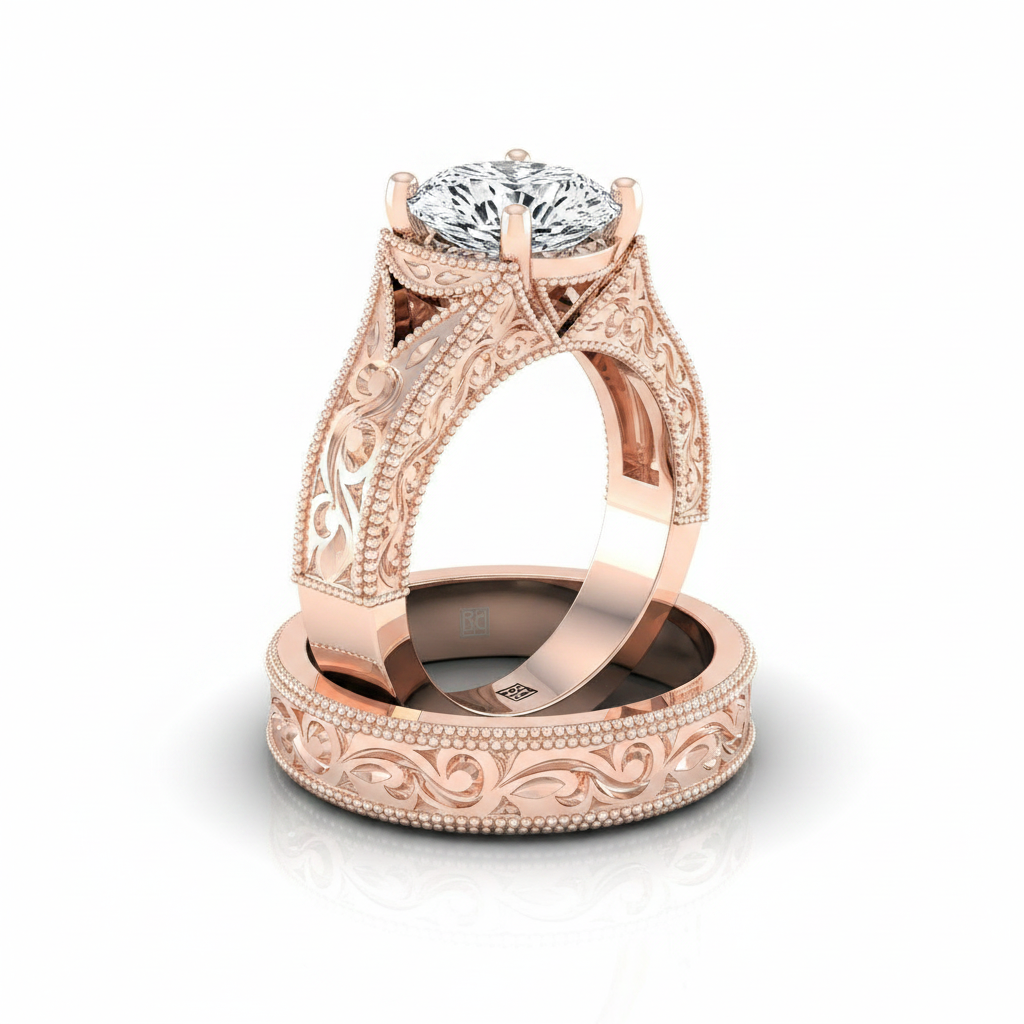 The Janis Matching Wedding Band, Pear in 14K Rose Gold | RockHer