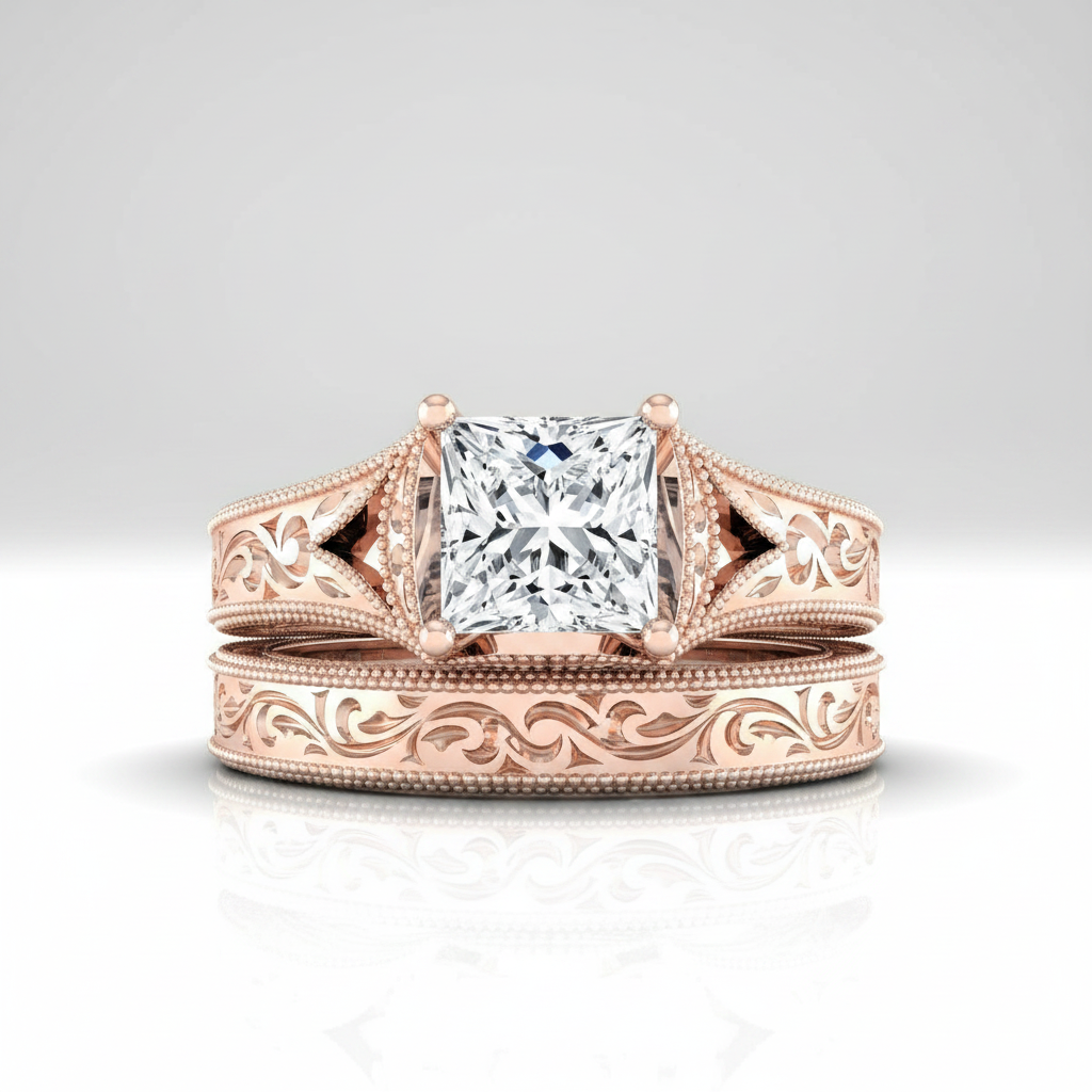 The Janis Matching Wedding Band, Princess in 14K Rose Gold | RockHer
