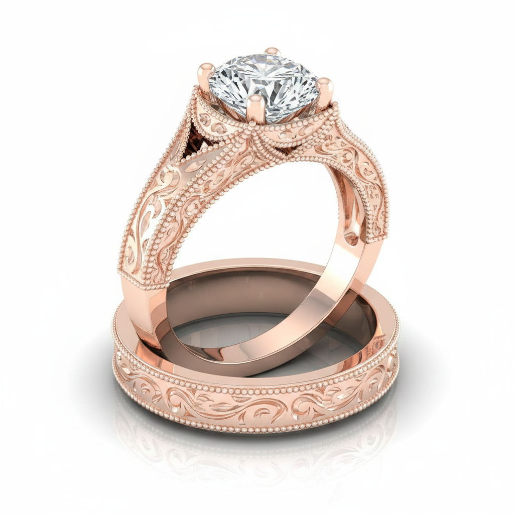 The Janis Matching Wedding Band, Round in 14K Rose Gold | RockHer