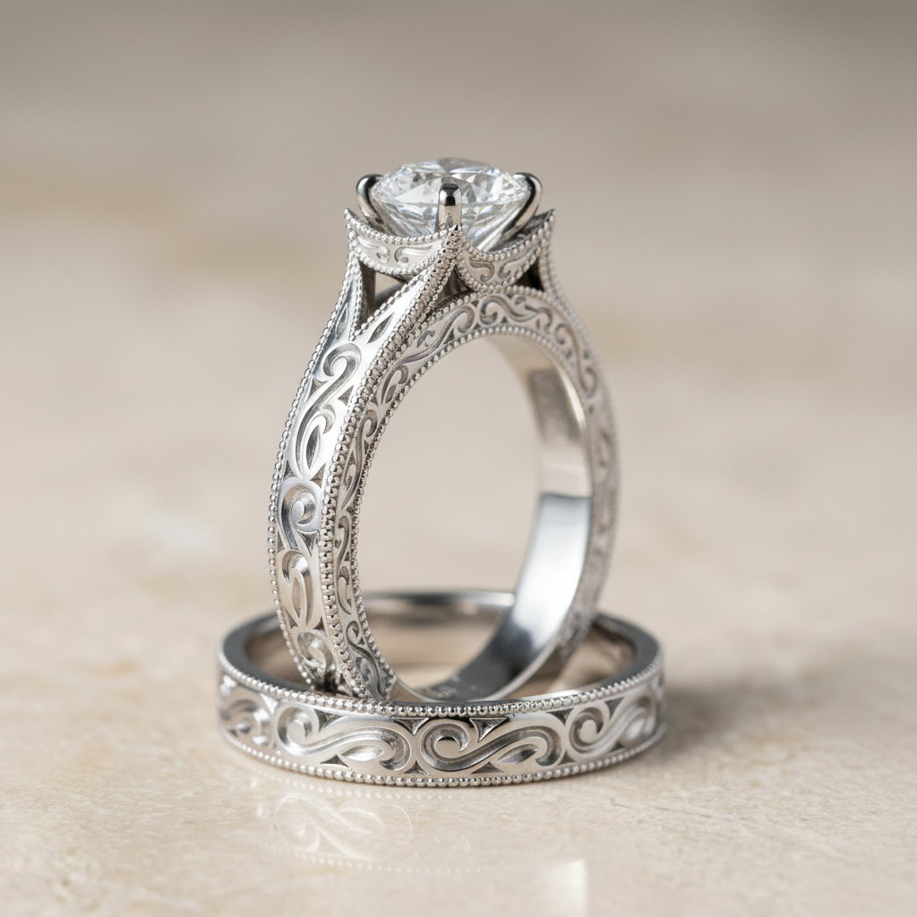 The Janis Matching Wedding Band, Cushion in 18K White Gold | RockHer